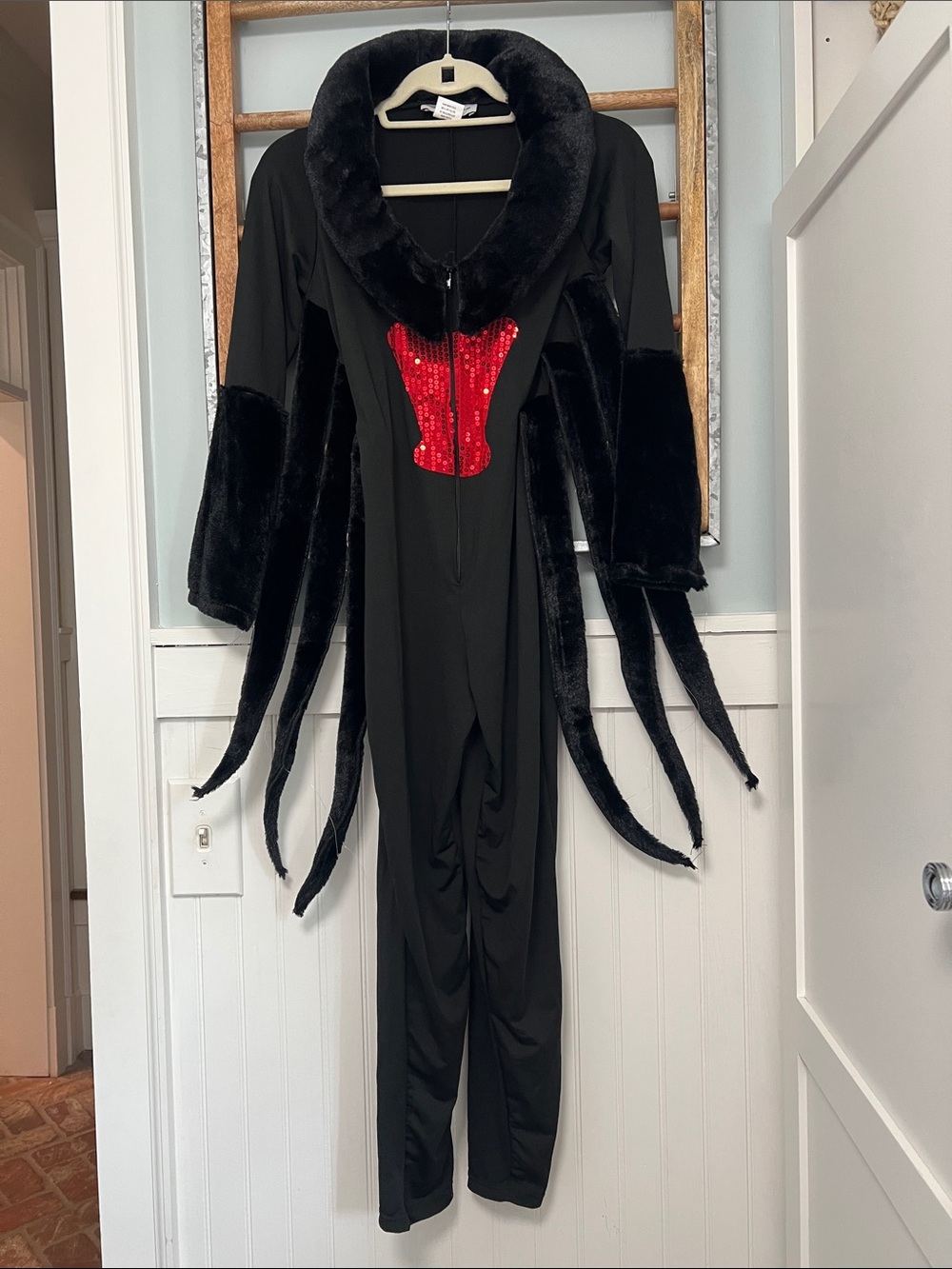Women’s black widow spider costume size small Halloween  bodysuit
